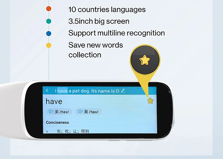 Xuezhiyou Portugal Russian Swedish mp3 phonic communicate Translation Translator Pen with big color screen