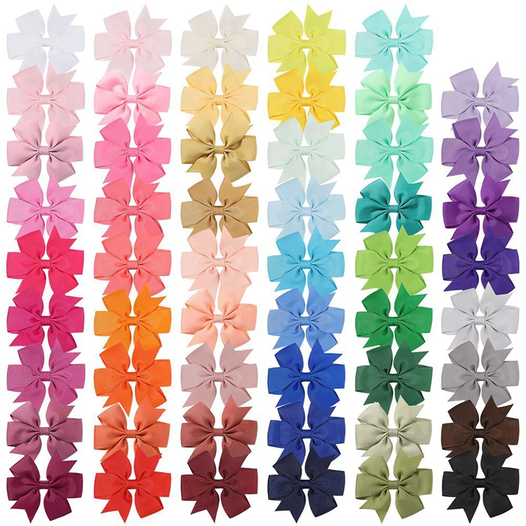 3 Inch Grosgrain Ribbon Boutique Girls Hair Bows With Clips