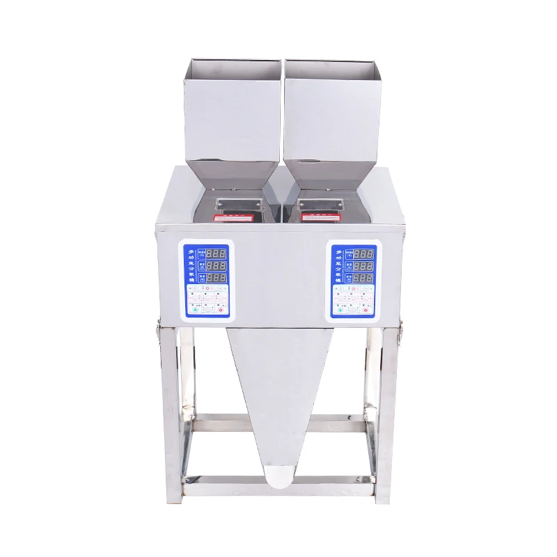 Semi Automatic Double Heads 1-100G Powder Grains Coffee Bean Granule Sachet Pouch Packing Weighing Filling Machine