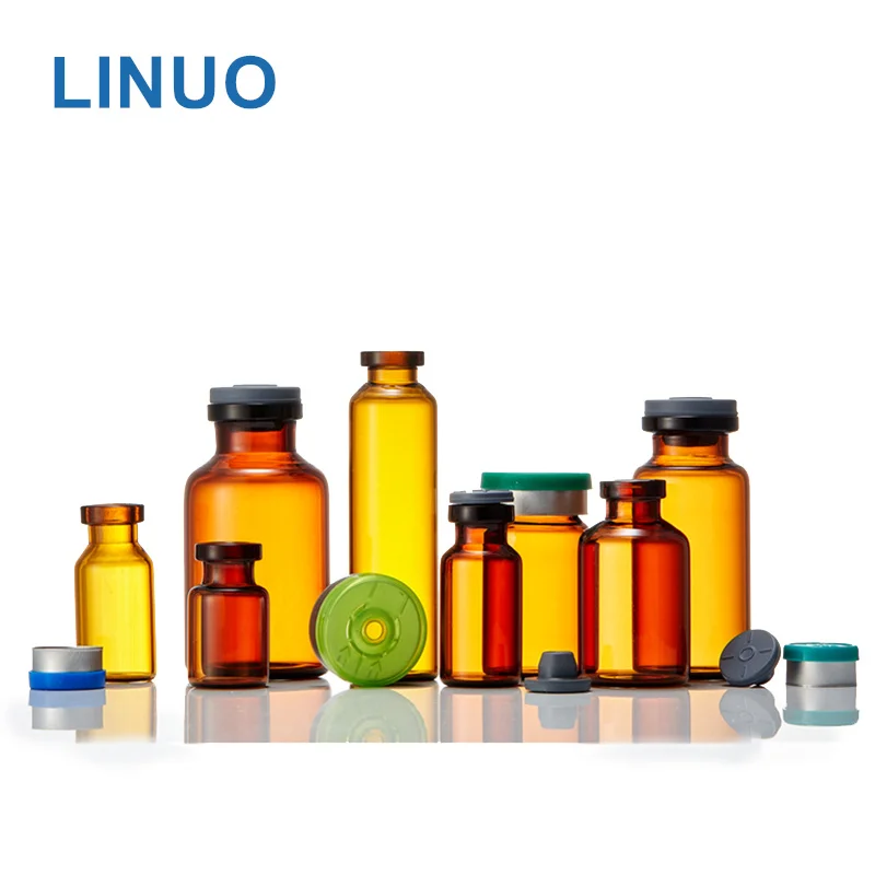 LINUO Manufacture USP TYPE I II III molded 50ml 100 ml vaccine glass injection aluminum cap vial bottle