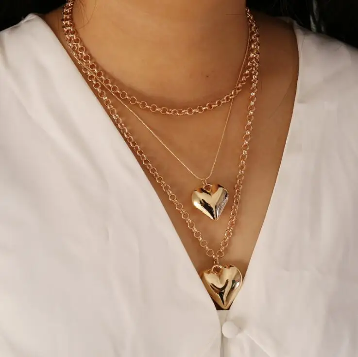 Heart Love Choker Necklace Women Statement Party Jewelry Punk Metal Pendant Necklaces 2022 Wholesale Chains