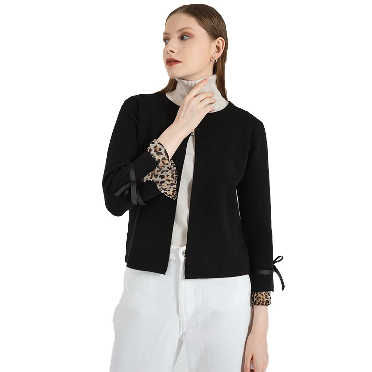 Top Quality  New Trending Product Hot Fashion Element Black Lady Custom Cardigan Sweater