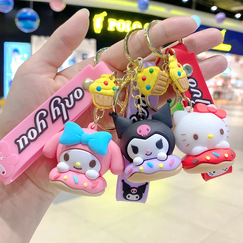 Factory Low Price rubber designer keychain cute melody hello KT penguin Pom Pom purin rubber metal key chains accessories