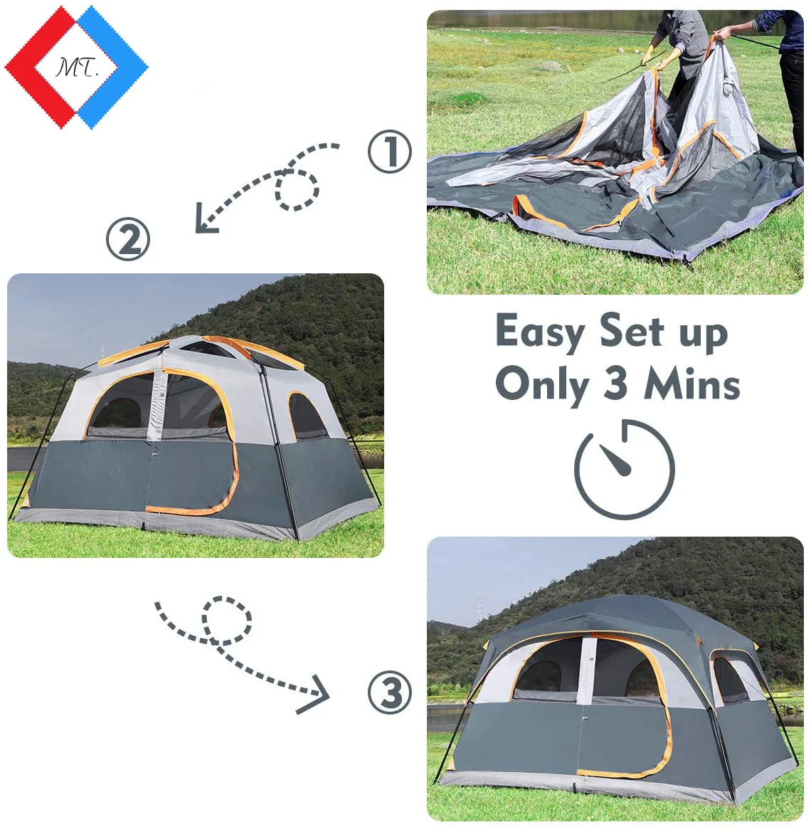 OEM rainfly weather protection Family Camping Tent 6 person Easy Setup mesh for ventilation hiking fishing outdoor camping tents
