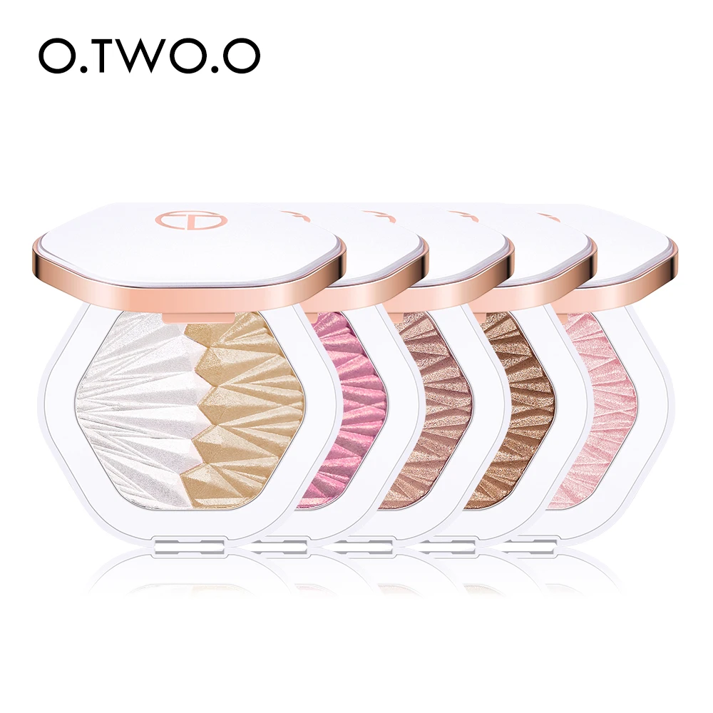 O.TWO.O Hot Sale Love Shape Highlighter Makeup 5 Colors Diamond Glowing Highlighter Bronzer Powder 3 Years 12pcs