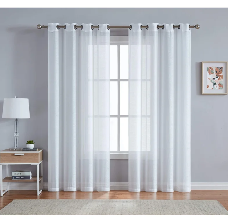 simple design beautiful elegant natural light flow material grommet semi-sheer curtains