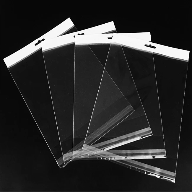 Wholesale Customized Self Seal Adhesive opp Poly Plastic Packaging Bags with header For Cellophane Candy Garment Clothing