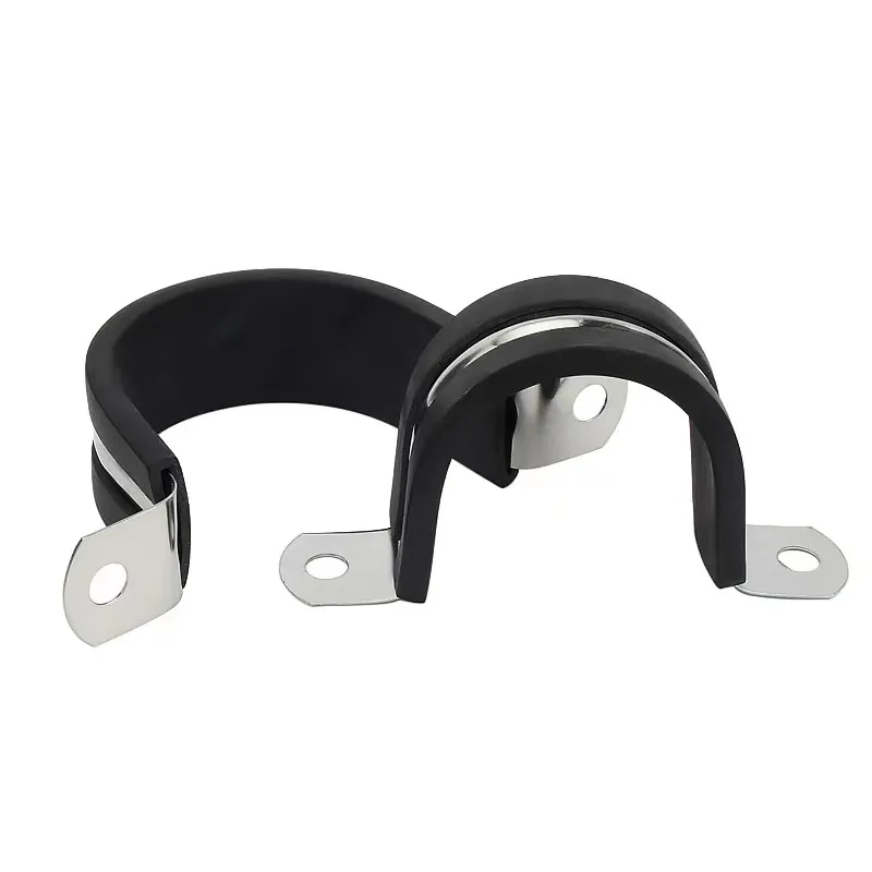 Stainless steel insulated cable clamp Rubber lined U-shaped saddle clamp