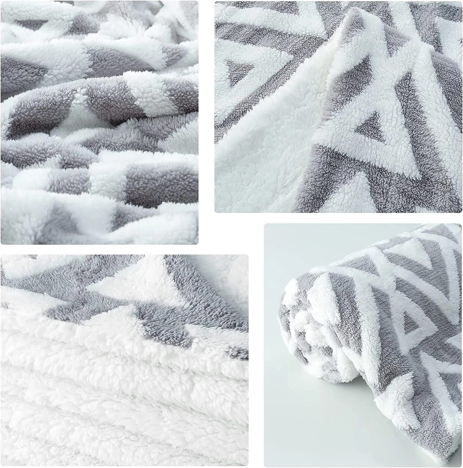 Wholesale warm cozy Bed 100% polyester jacquard sherpa throw reversible Double Sided Blanket