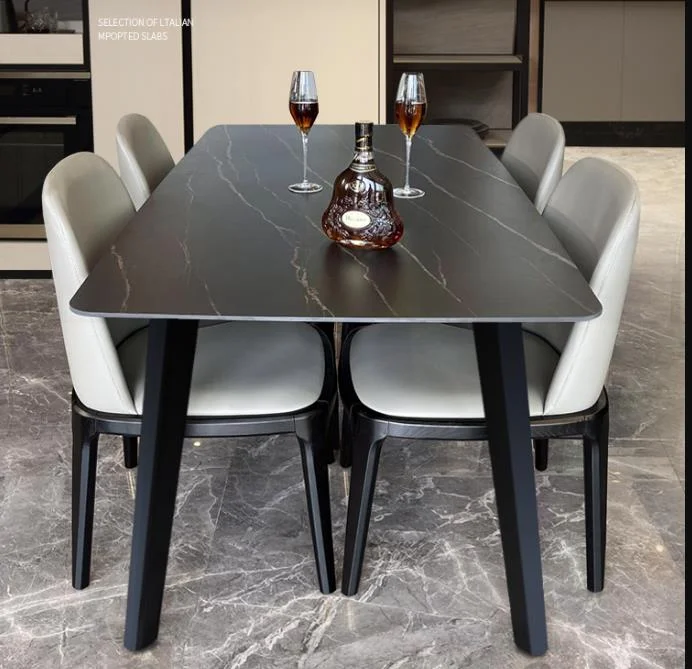 Wholesale  New Rectangular Italian Marble Top tavolo And Metal Leg mesa de marmore Dining Table Set