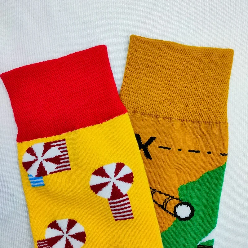 Wholesale Cotton Jacquard Custom Design Socks Colorful Festival Crazy Funny Crew Happy Socks for Women Men