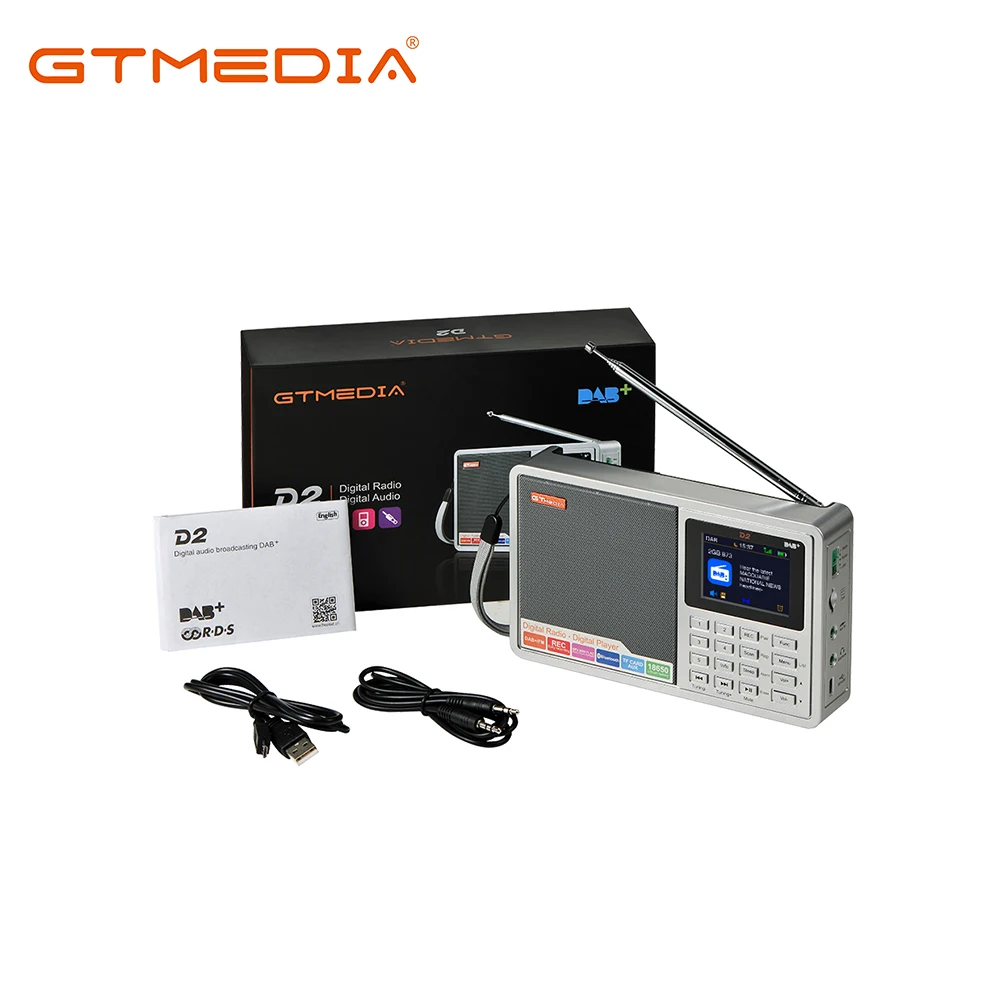 GTMEDIA D2 2.4 inch TFT-LCD color display Portable digital DAB+ Radio Receiver Support DAB+/FM RDS wavebands Radio