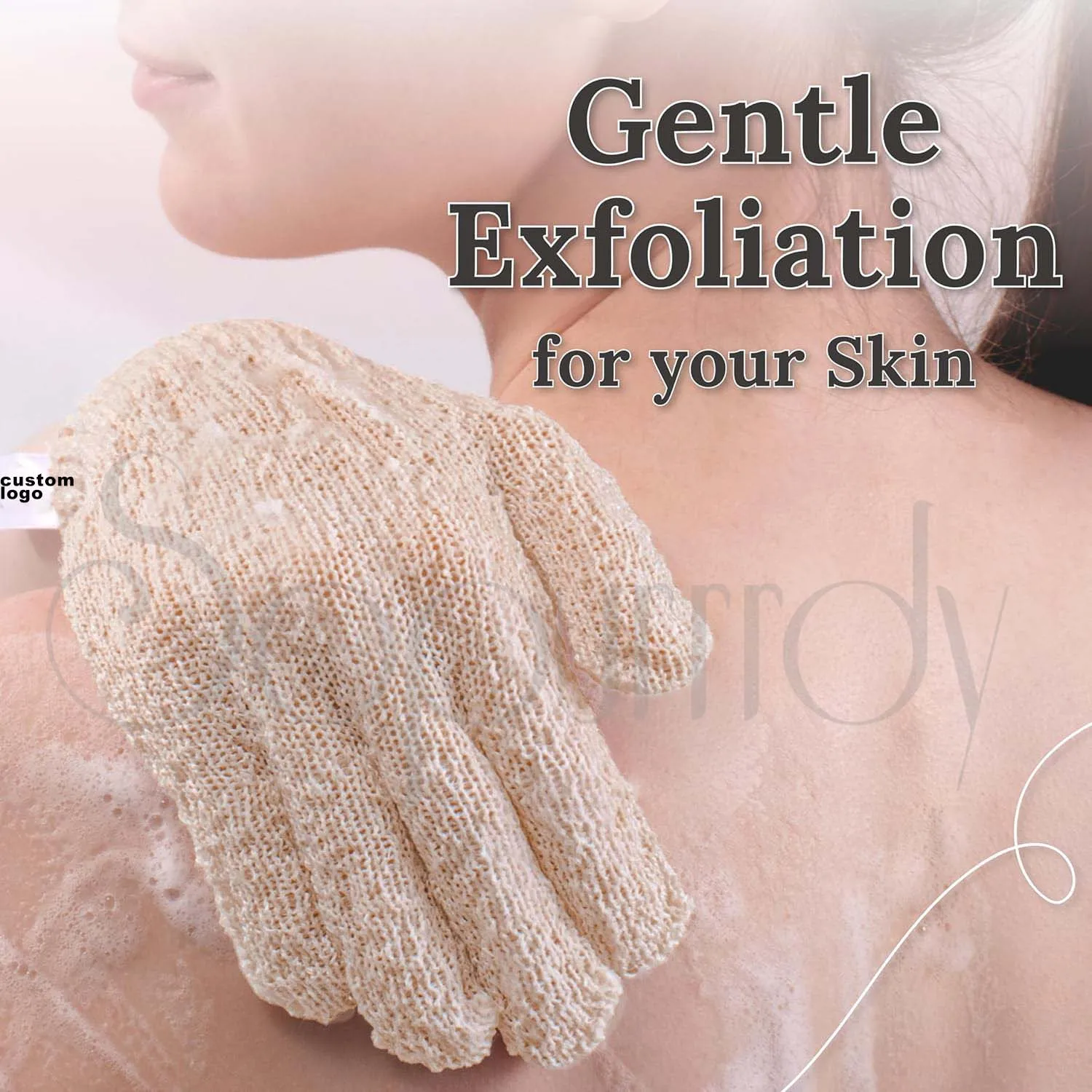 Custom Logo Bath Shower Gloves Exfoliating Dead Skin Gloves Soft Nylon With Hanging Loops Glove For Man Women Washing Body