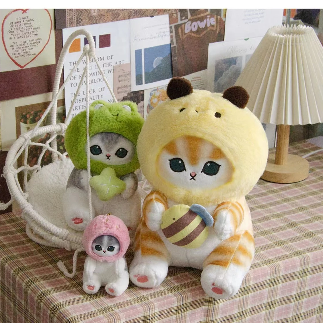 New Cute Japanese Cartoon Shark Cat Plush Toy Pendant Forest Bee Strawberry Shark Cat Doll