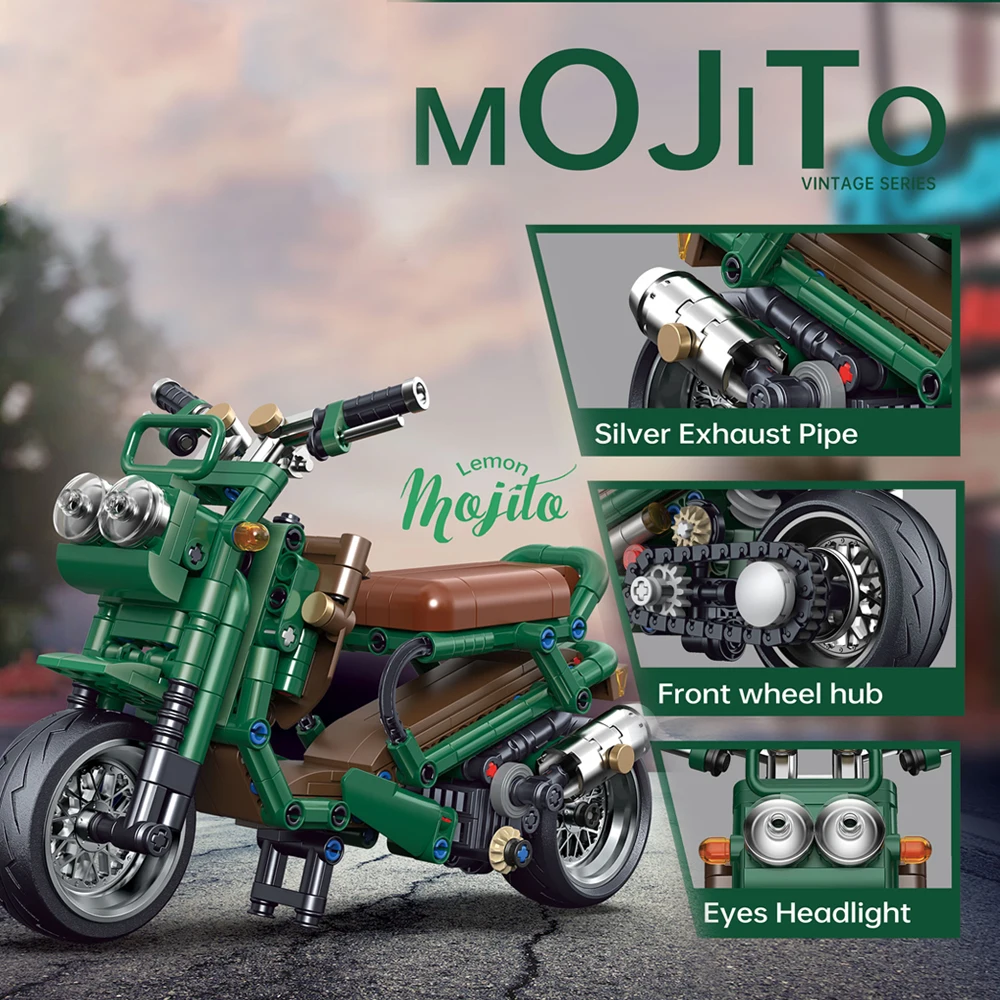 Custom Kids Mini Motorcycles Bricks Toys Model Mojito Building Blocks Sets