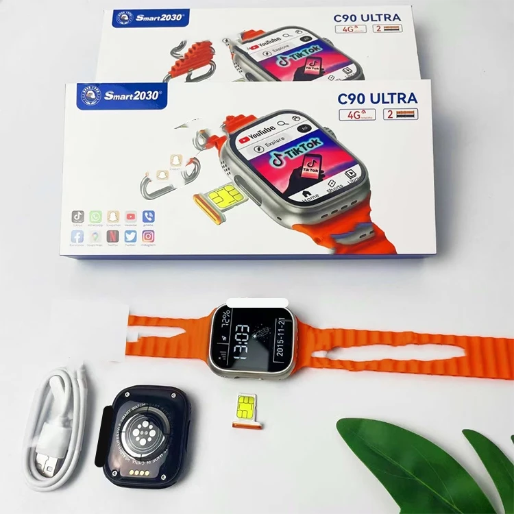 dual camera 4G SIM card phone call watch C90 MAX S9 ULTRA 2 watch WIFI GPS video Android PK DW88 DW89 4g ultra smart watch