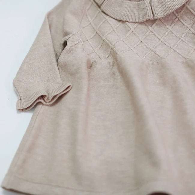 Autumn and winter baby wool knitted long-sleeved dress warm woolen dress