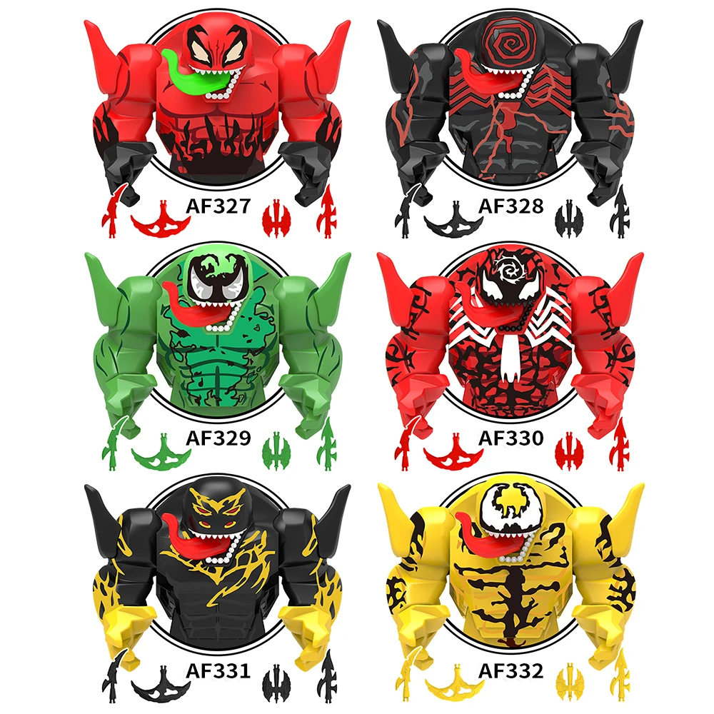 AF327-332 Villain Super Heroes Toxin Ancient Venom Lasher Absolutely Carnage Sleeper Phage Building Blocks Plastic Toys For Kids