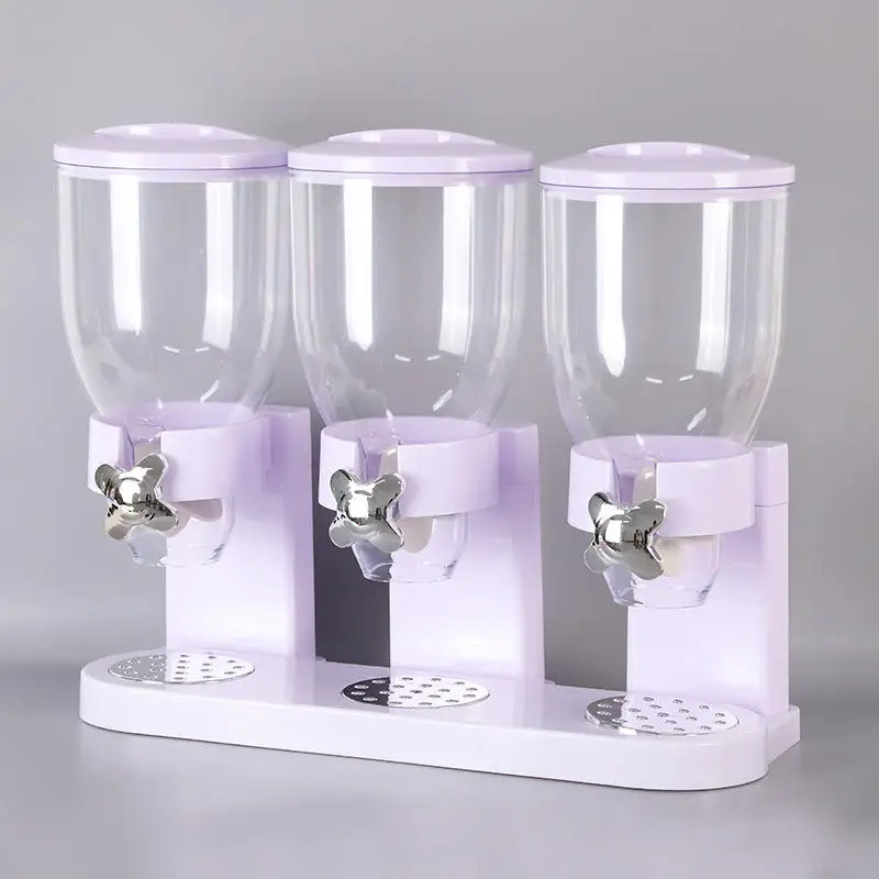 Hot sale Deals Double Dry Food Dispenser,Dual Control,Dry Food Cereal Dispenser Storage Boxes Food Container Round