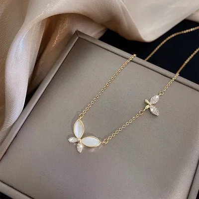 Модное ожерелье из стерлингового серебра 2021 пробы под заказ с бабочкой и кристаллом циркония, Женская цепочка до ключиц, ювелирные изделия для женщин и мужчин