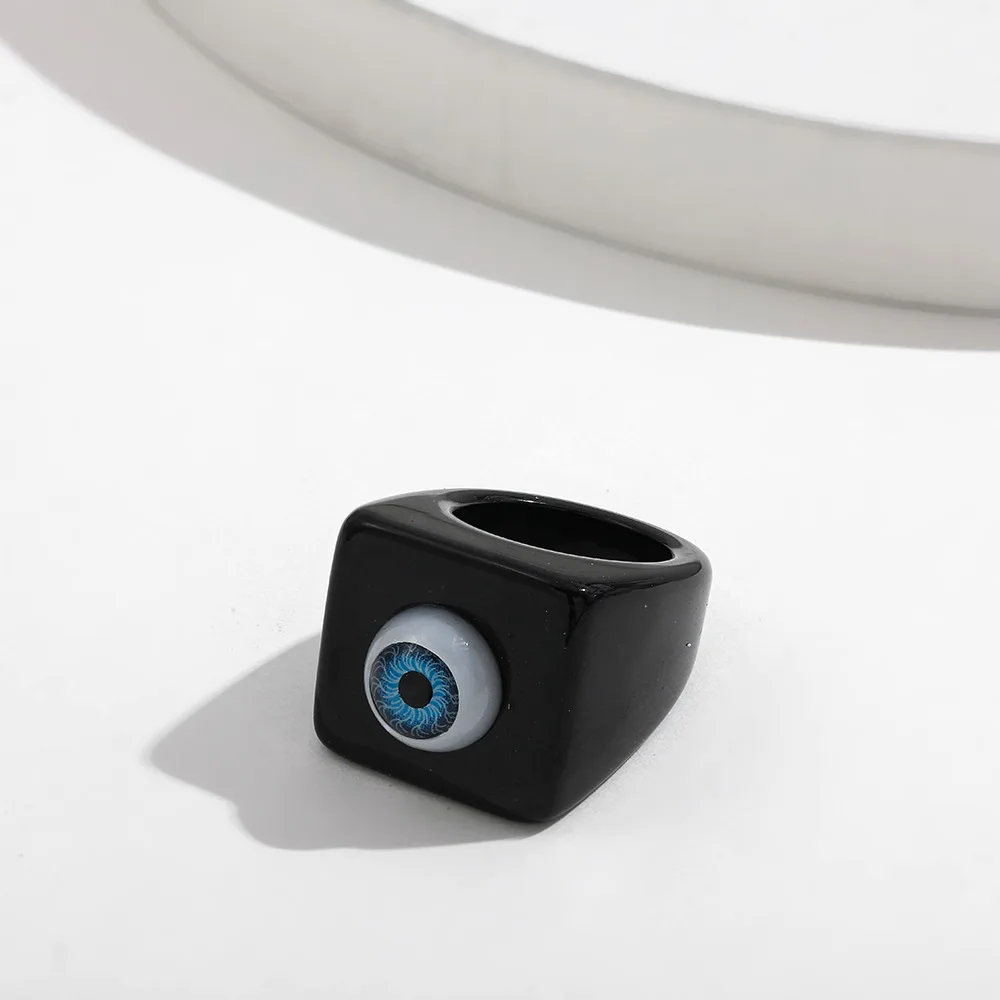 Корейские геометрические акриловые смолы Открытое кольцо INS Мода уксусная кислота Ретро винтажный зловещий глаз повседневные женские кольца