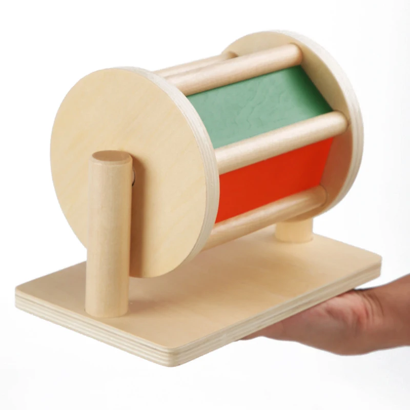 Developing Intelligence wooden spinning drum children early learning colorful wood music drum Montessori baby educational toy