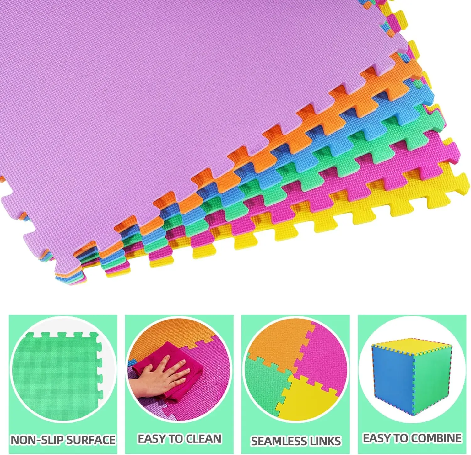 Wellshow Sport Fitness Foam Floor Mat Puzzle Exercise Mat with EVA Foam for Protective Flooring for Home Workout