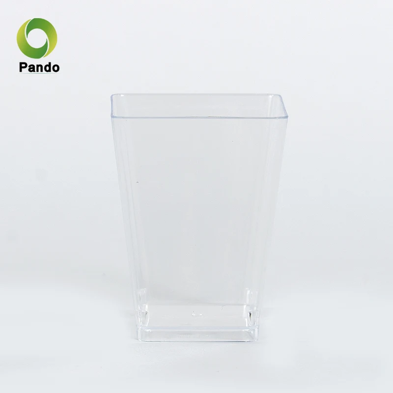 Reusable Food Packaging Pudding Jelly Disposable Square Clear Plastic Dessert Cups With Lids And Spoons