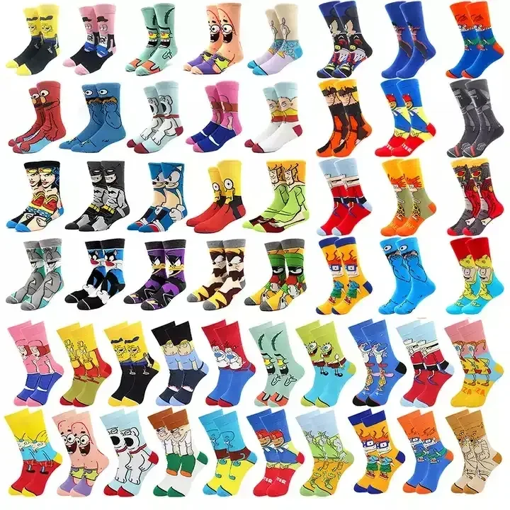 Hot Selling Funny Tube Unisex Socks Cotton Cool Fashion Calcetines Superhero Custom Logo Novelty Men Anime Cartoon Socks