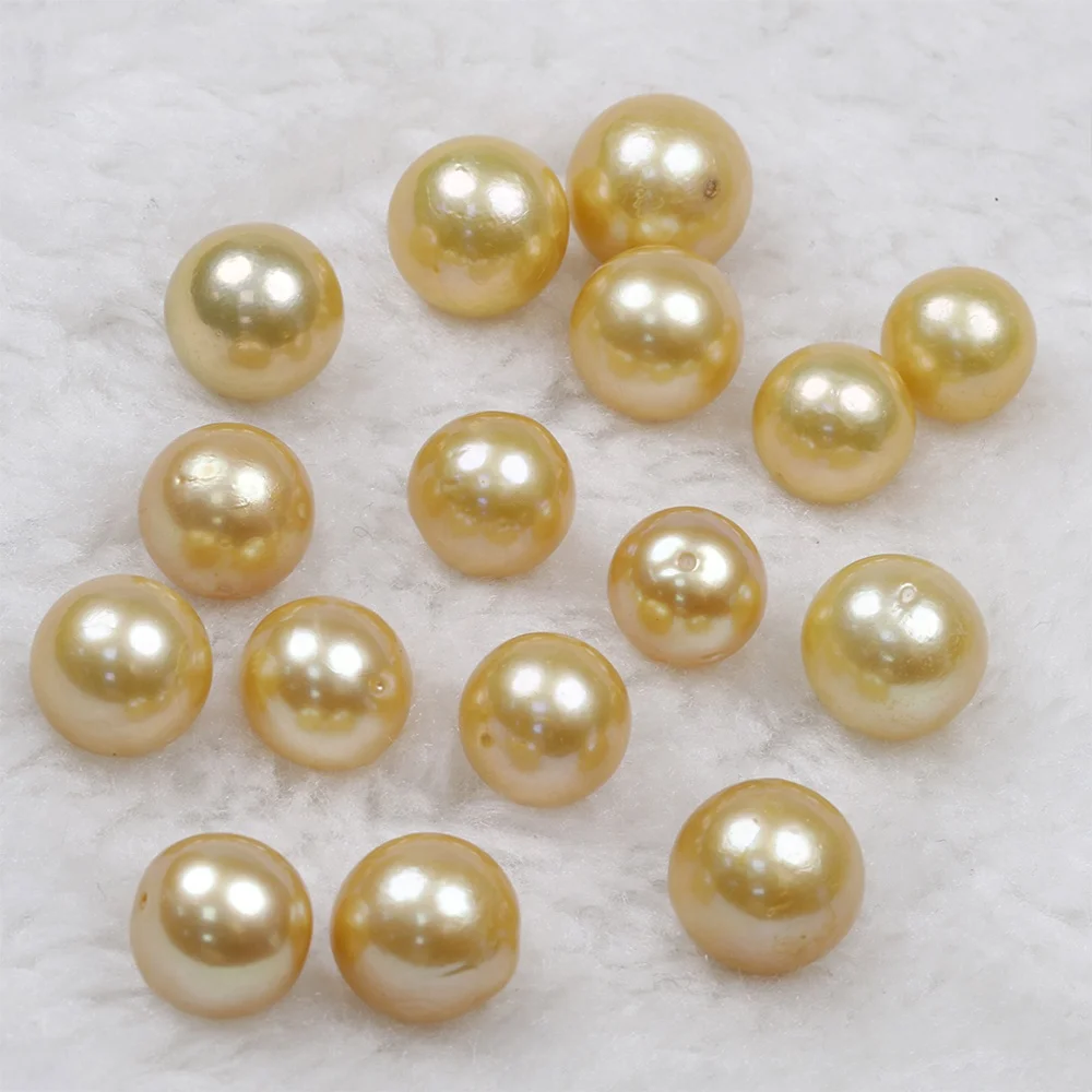 Edison loose pearl 10-13mm AA grade dyed freshwater pearl Gold color high  round shape no hole for jewelry