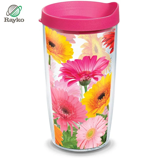 16OZ Coffee Mug Plastic Coffee Tumbler Double Wall Disposable Plastic Cup With Straw Clear Tumbler