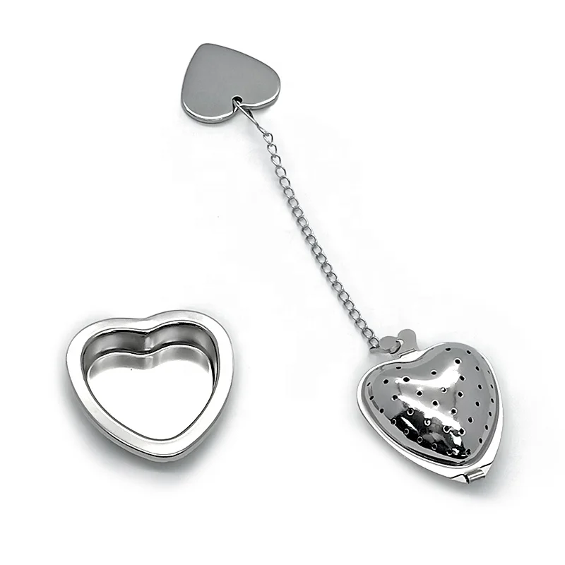 304 stainless steel heart shaped tea ball tea leaf infuser with  holder plate