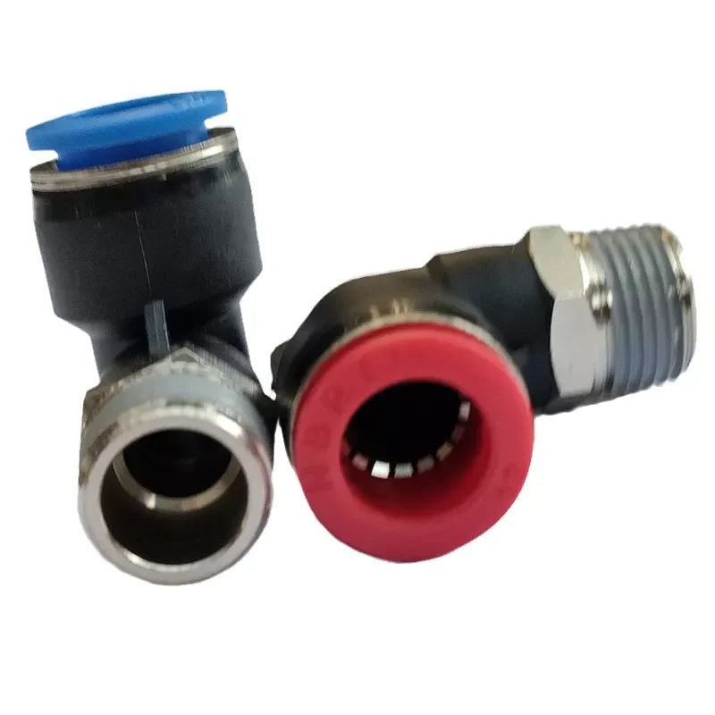 External thread 1/4, 3/8, 1/8 push on connection single contact elbow pipe fittings