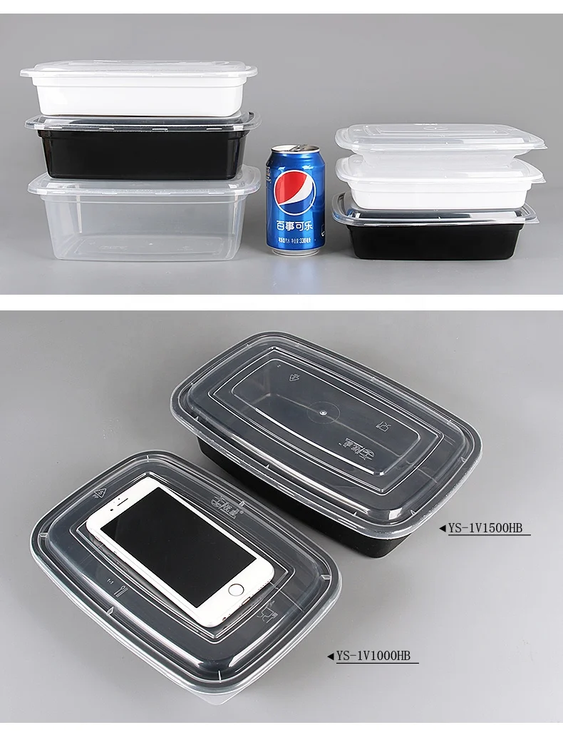 500ml lunch bento box fast food meal prep PP disposable plastic container for sale