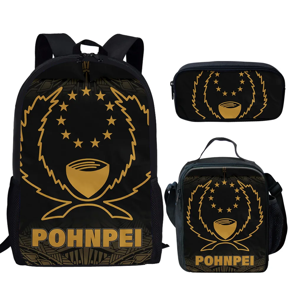 
2021 Latest Pohnpei Flag Print Set Custom Name/Logo School Bag&Lunch Bag&Pencil Case Set Cheap Price Wholesale And Dropshipping 