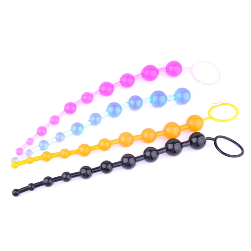 SacKnove Cheap Butt Plug Sex Toy Simulator Expander Trainer Colorful Clear Rubber Extra Long Ball Anal Beads For Women Men