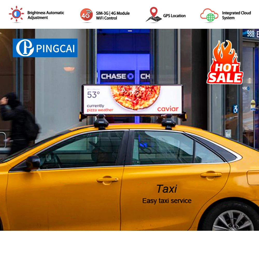 Pingcai отличное качество P2.5 P3 P5 двухсторонний полноцветный водонепроницаемый светодиодный дисплей для такси/автомобиля со встроенной облачной системой