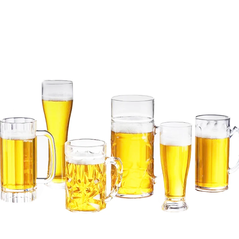 Wholesale plastic beer cup 500ml 16oz large draft beer cup acrylic with handle