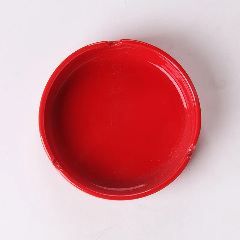 Custom Ceramic Ashtray Printed logo Porcelain Red Round Stand for Hotel Restaurant and Home