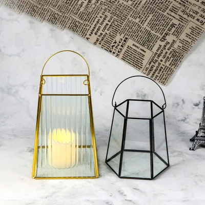 Wholesale multi function vase lantern in metal and glass for flowers candles wedding table lamp centerpieces