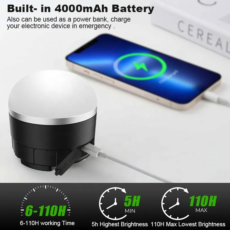 Питаемый кемпинговый фонарь белый теплый желтый свет 4000 мАч батарея Power Bank USB зарядка Палатка Лампа