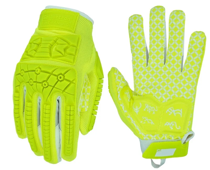 Seibertron M.S.Z.Q-3 Lineman Padded Palm Football Receiver Gloves Flexible TPR Impact Protection Back of Hand Glove Adult Sizes