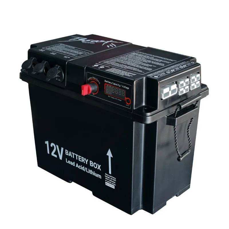 Portable Car Battery Box 12V Car Yacht Battery Box Charged Quantity Meter 175A Anderson