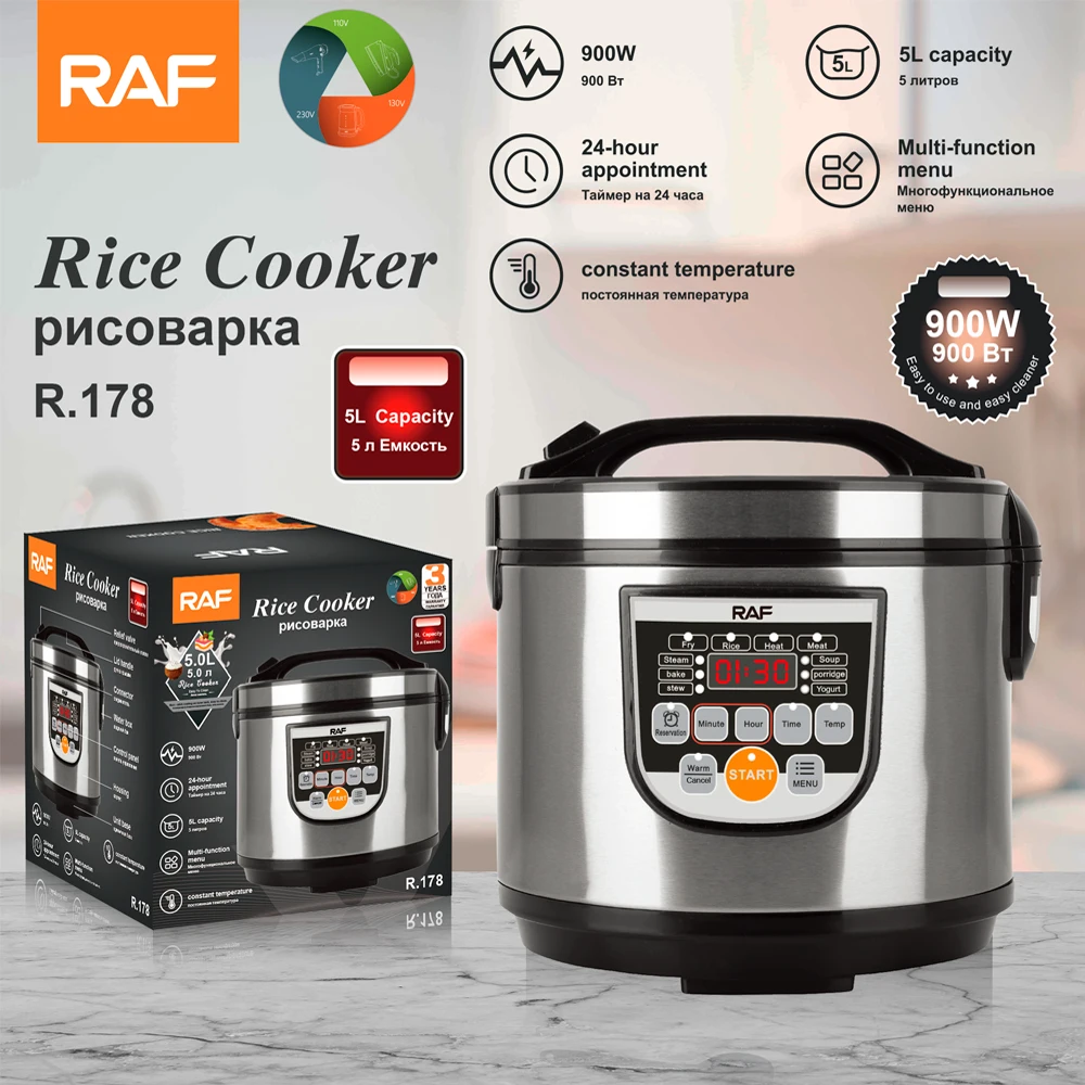 Premium Brand RAF Custom Logo Digital Automatic Intelligent 5L Kitchen Multi Electric Rice Cooker