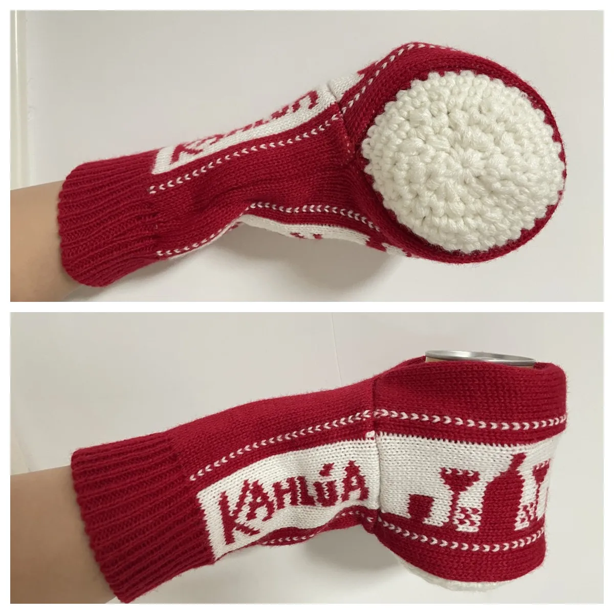 Factory Wholesale Crochet beverage mitten Christmas gift beer koozie Mitten