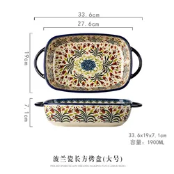 Poland ceramic ovenware foreign trade ceramic dish household oven microwave oven bowl rectangular plate plate large