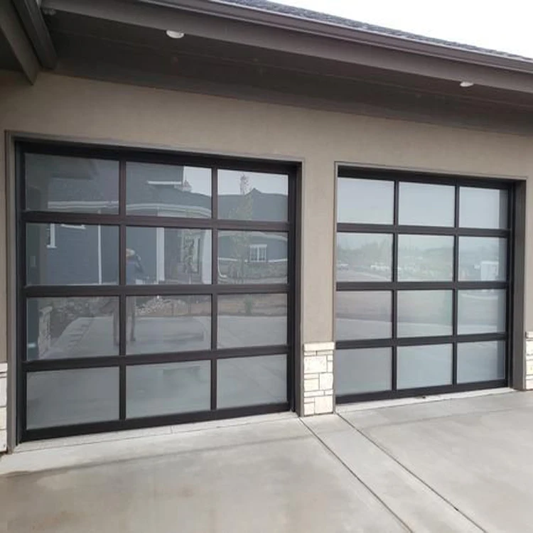 Double Frameless Mirror Glass Carriage House Garage Door