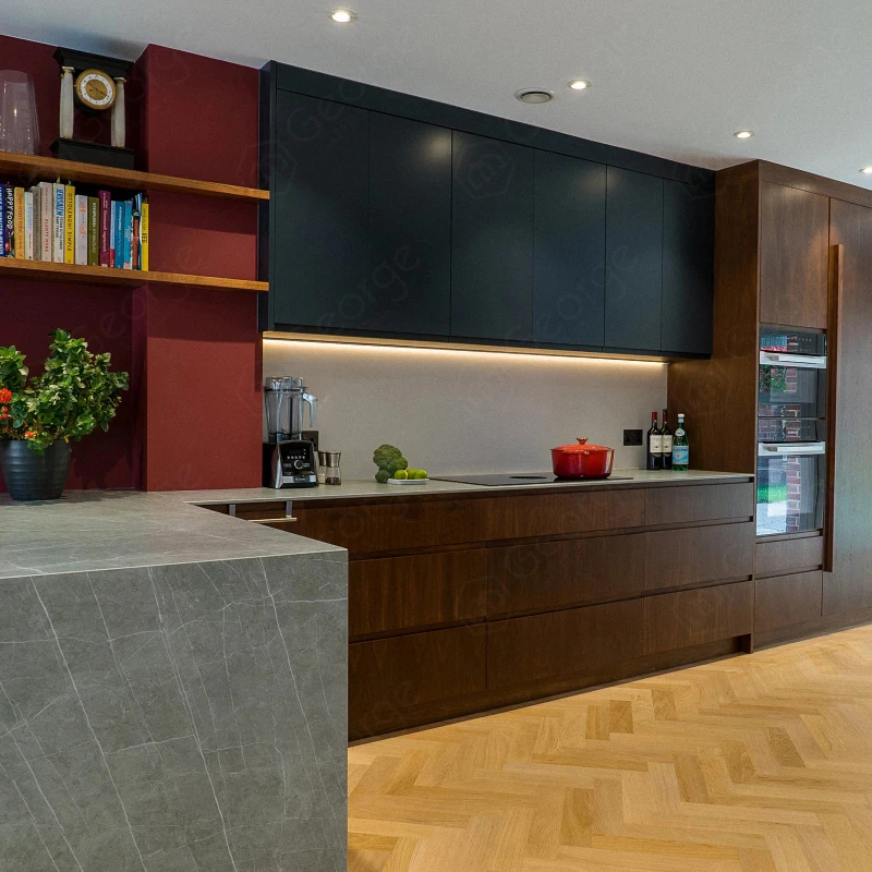 Free 3D design customized high technical modular custom color simple kitchen design solid cherry maple wood kitchen cabinet