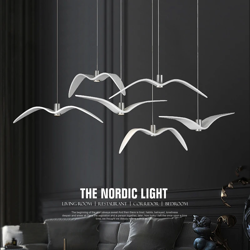 
Nordic Modern Design Mini Creative Lights Decoration Seagull shape Chandelier Pendant Lamp Light For Restaurant Living Room 