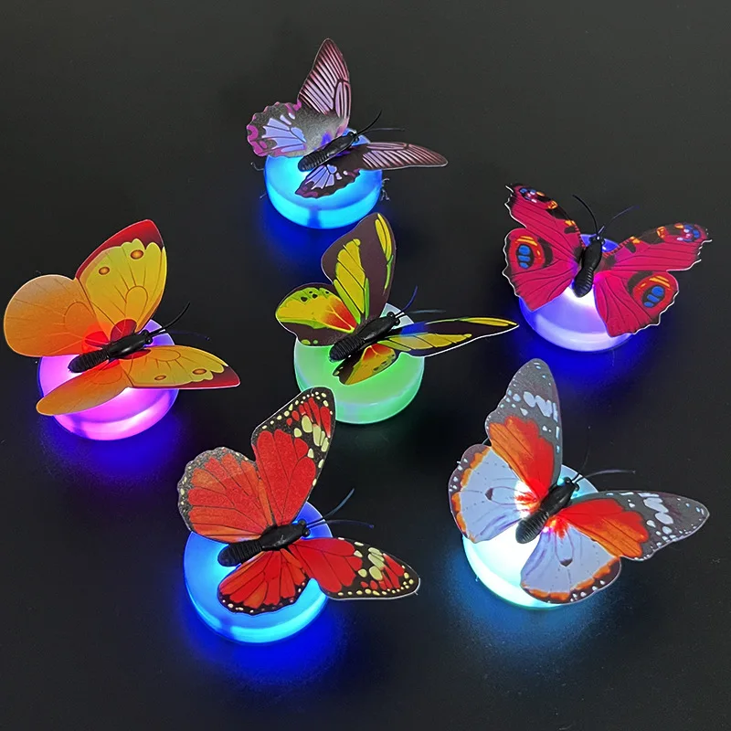 3D Butterfly Night Light Push Pins Thumb Tacks Cute  Cork Bulletin Board Office Organization School Supplies Home Decorations